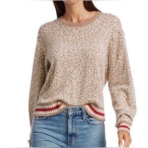 Splendid Knit Brown Leopard Pullover Sweater size Large